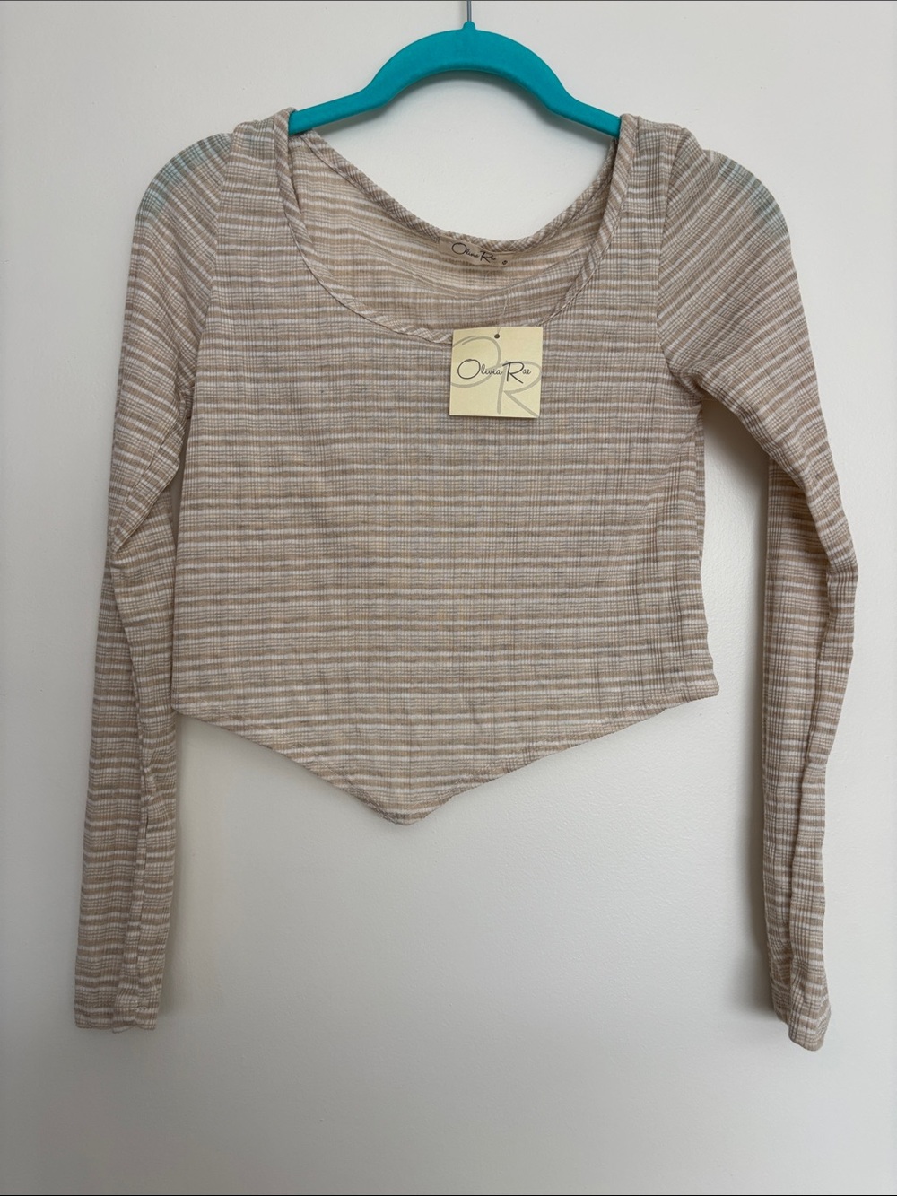 NWT Olivia Rae Striped Long Sleeve Crop Top